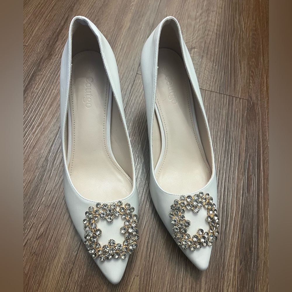 Chic White Embellished Heels